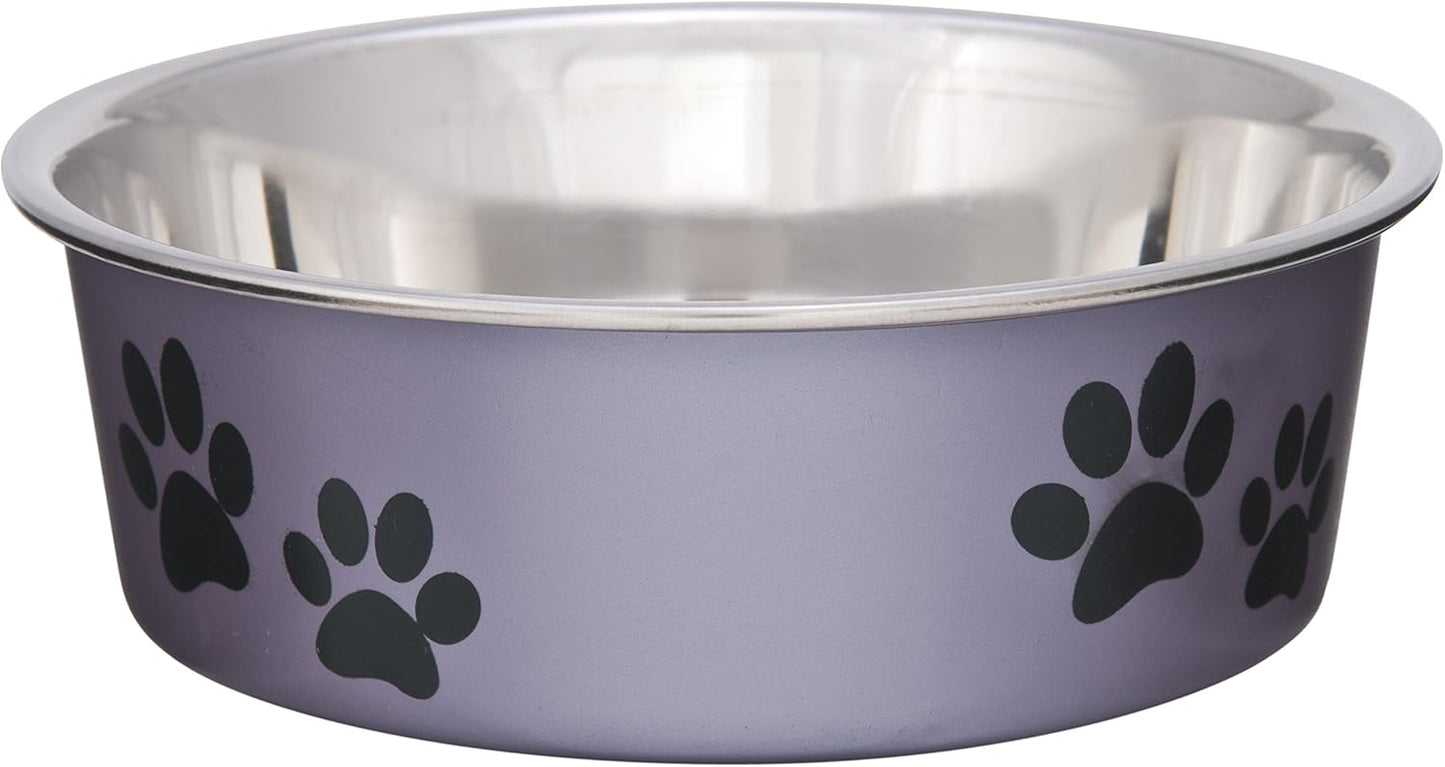 Dog Bowls- Stainless Steel Dog & Cat Bowls - Spill Proof Dog Food Bowl, Cat Bowl, Puppy Essentials & Pet Supplies Great for Home & Travel (Small 10-20 lbs, Grape)