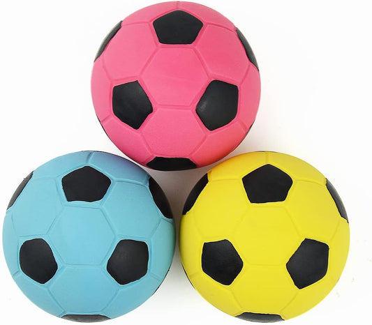 Squeaky Dog Ball, Soft Latex Rubber Squeaky Dog Toys for Small Dogs Puppies, Cute Bounce Squeak Toys Play Fetch Soccer Ball