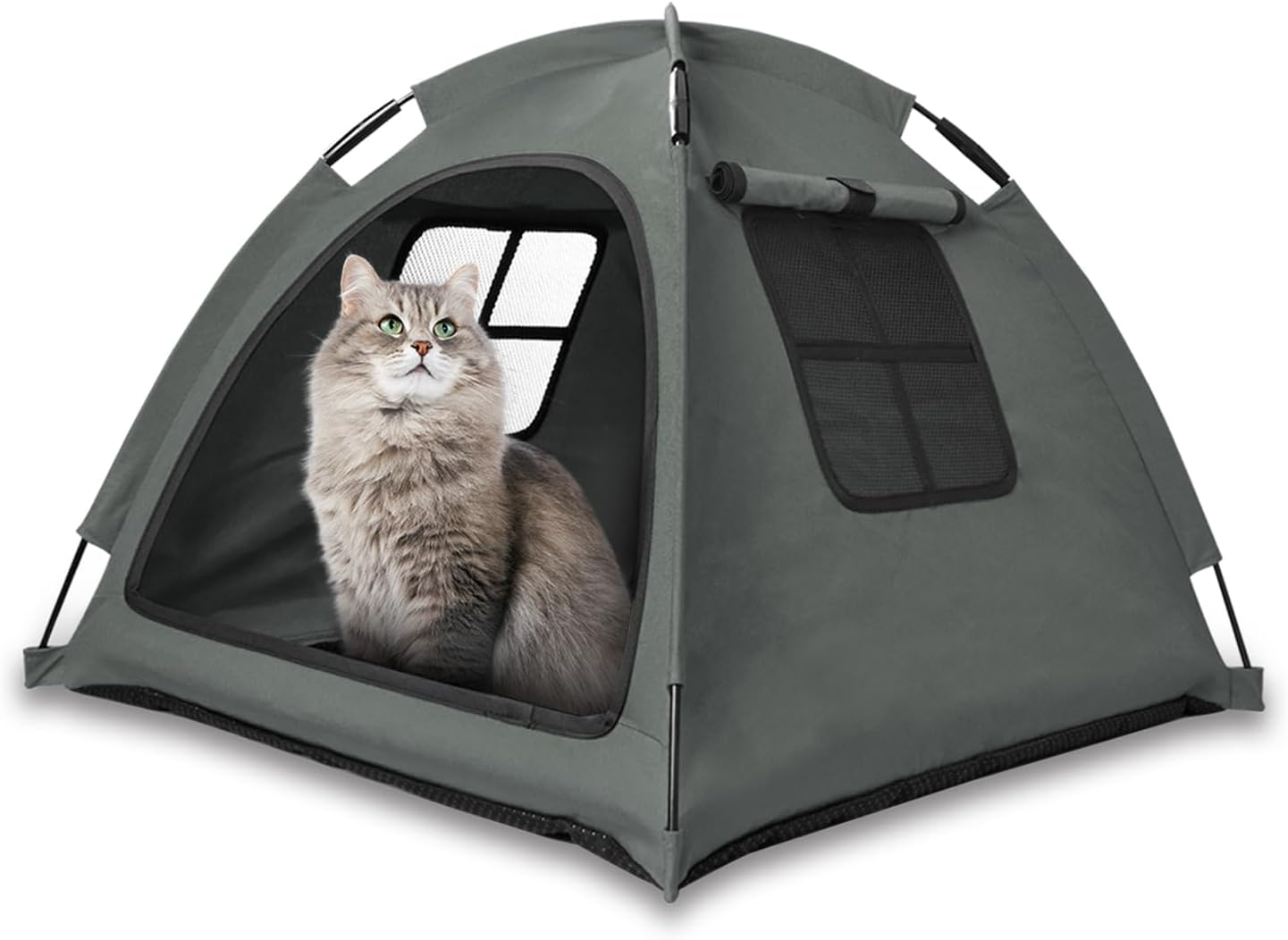 Portable Pet Tent House for Indoor & Outdoor Use - Easy Access Cat Nest Without Door Flap, Ideal for Cats, Puppies & Small Animals (Grey)