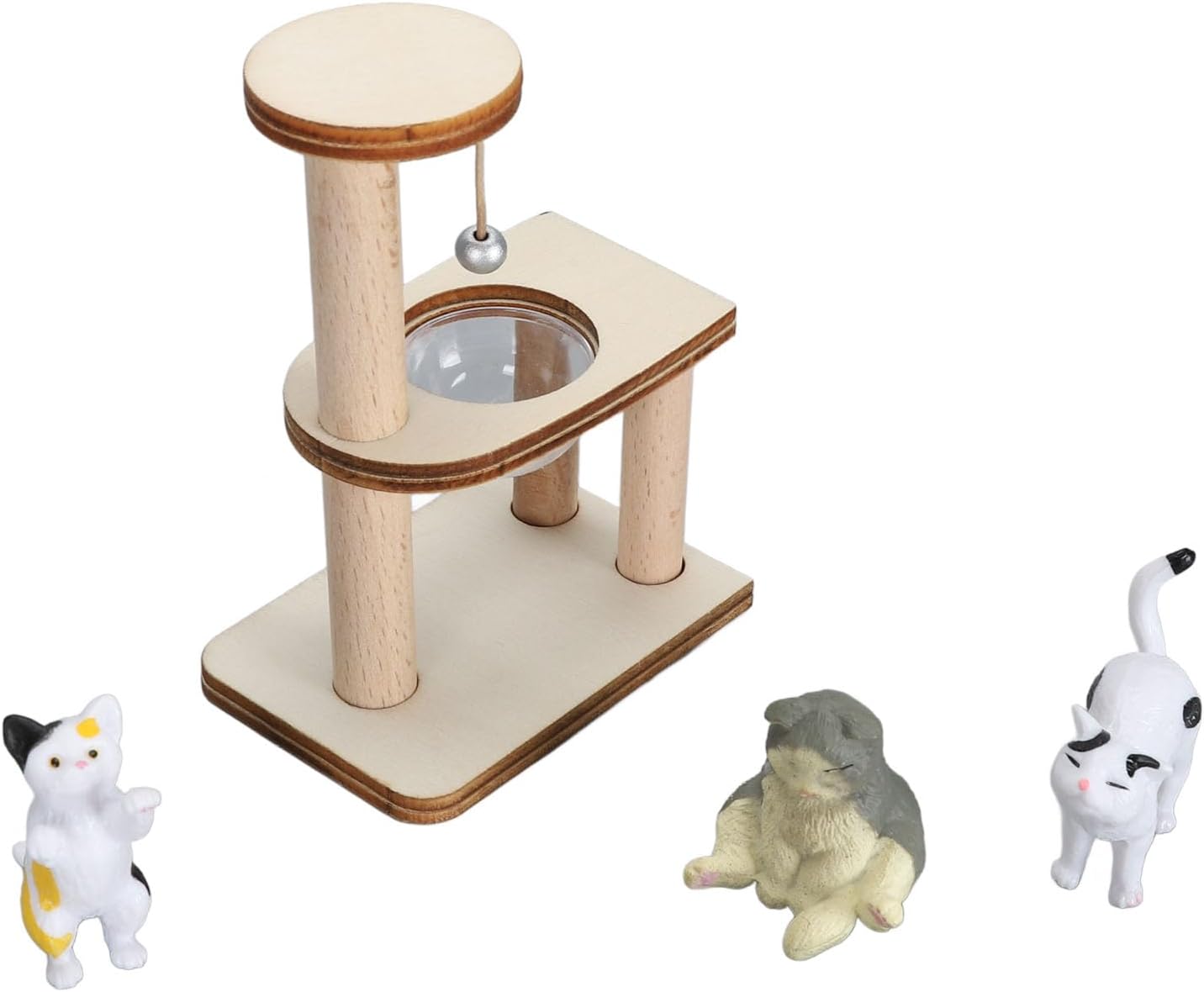 Miniature Cat Climbing Tower DIY Assembly, Cat Figurine Playset, Dollhouse Cat Tree, Unique and Eye Catching with Adorable Cat Tree, Cat Climbing Frame Dollhouse Toys