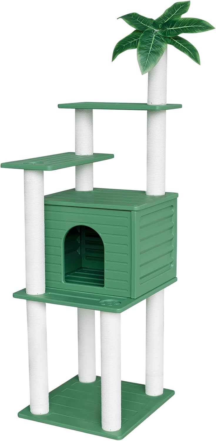 72 Inches Tall Cat Tree, Outdoor Cat House, Weatherproof Large Cat Condo with Cat Scratch Post, for Outdoor and Indoor Cat Towers