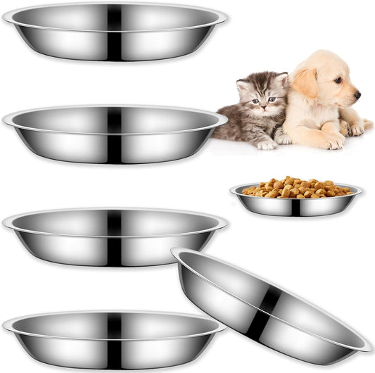 5Packs Cat-Bowls Cat Food Bowl - 6.1 Inch Stainless Steel Cats Feed Bowl for Indoor Cats Shallow and Wide Wet Food Plate Pet Feeding Whisker Fatigue Relief Pet Plate for Kitten Puppy Small Dog