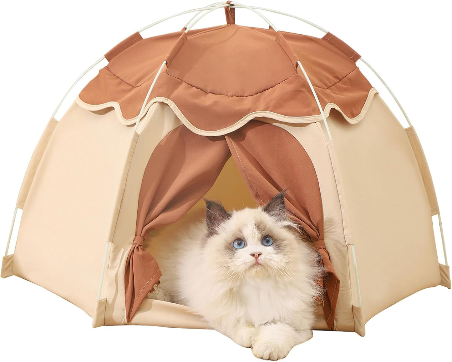 Cat Tent for Indoor, Indoor Dog House,Kitten Tent Suitable for Samll Dogs,Pet Cute Cave Nest Dog Houses(Beige, Large)