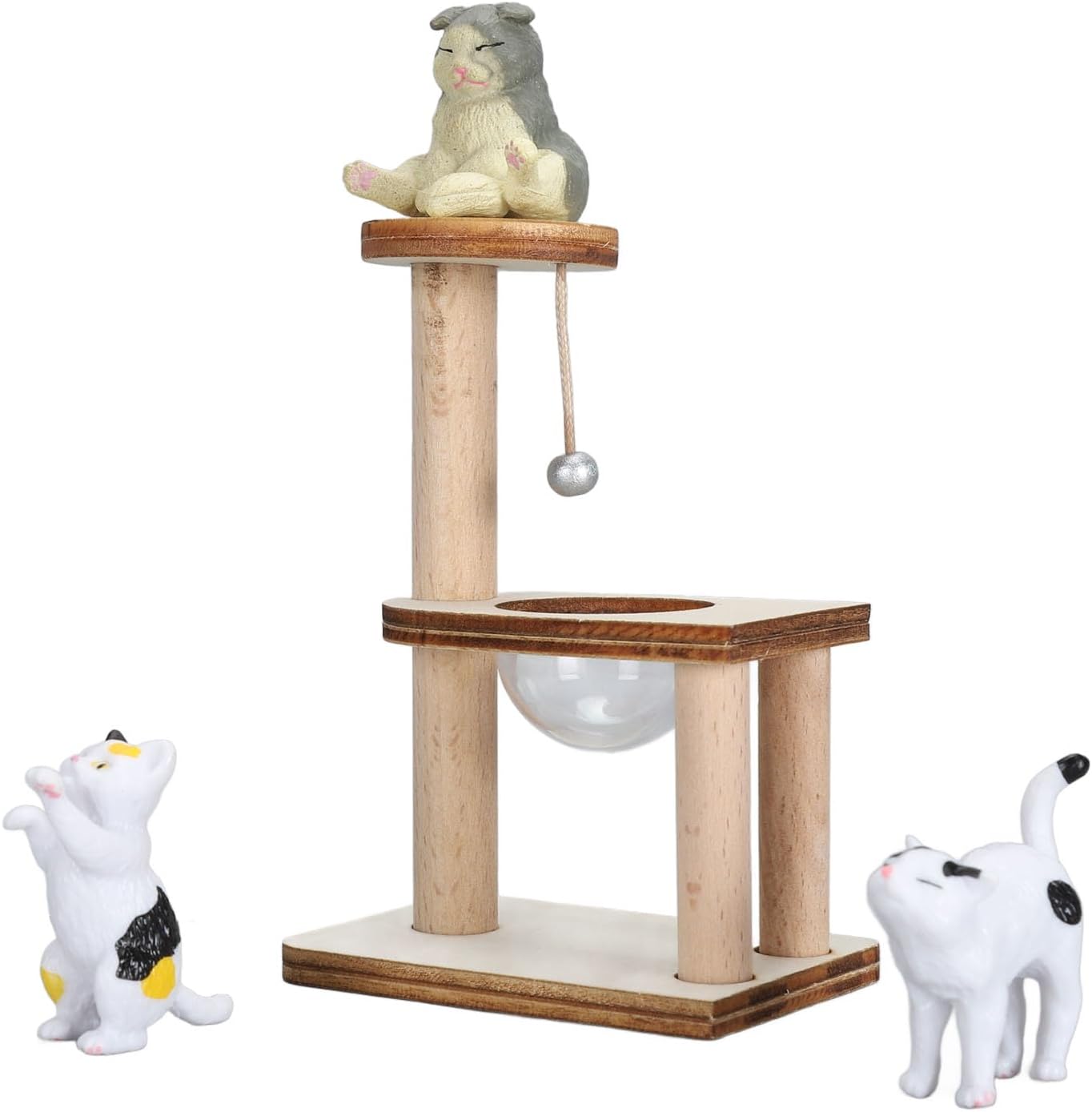 Miniature Cat Climbing Tower DIY Assembly, Cat Figurine Playset, Dollhouse Cat Tree, Unique and Eye Catching with Adorable Cat Tree, Cat Climbing Frame Dollhouse Toys