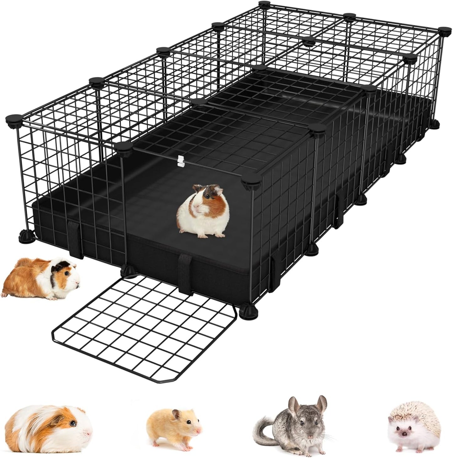 Small Animal Playpen with Waterproof Mat,Guinea Pig Cages,48"*24.6"*12.2" Cage for Hamster,Rabbit,Hedgehog,Chinchilla,Ferret,Indoor Outdoor Portable Metal Wire Yard Fence,Metal Pet Panels-20pcs