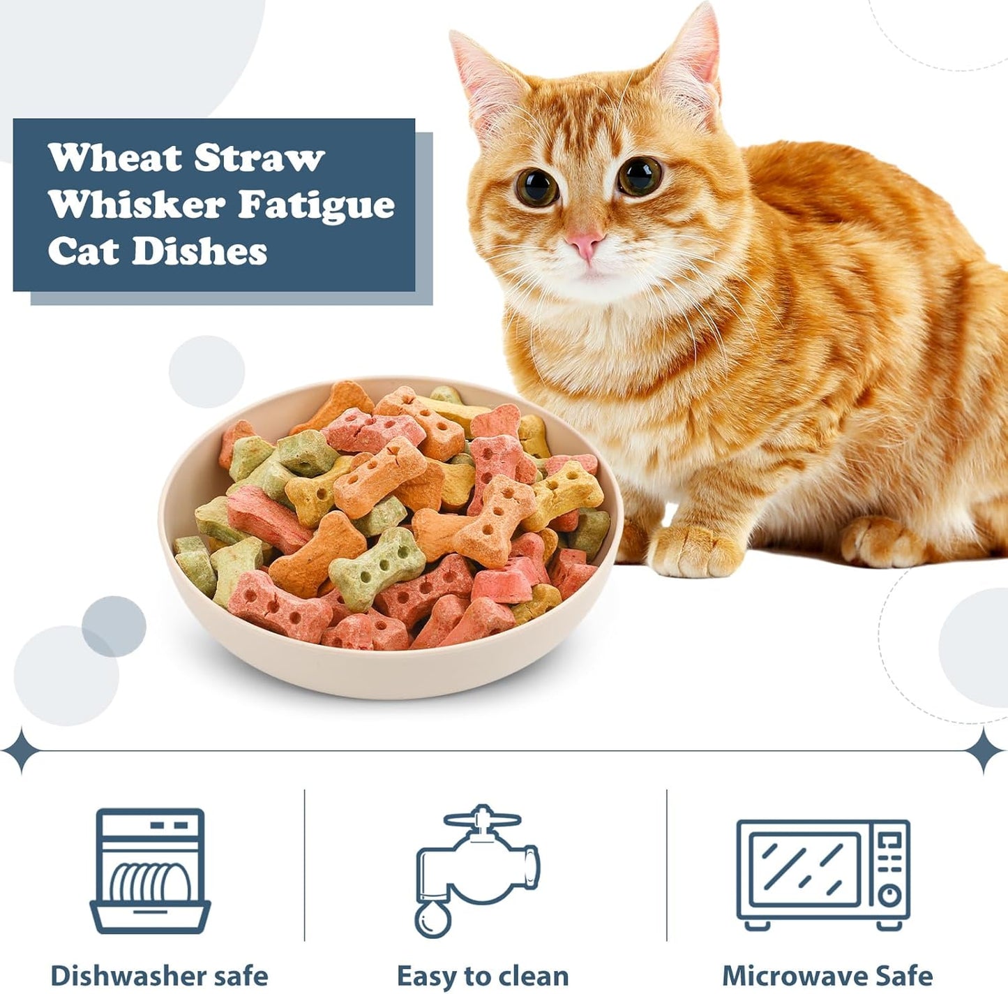 24 Pieces Fatigue Relief Cat Bowl Shallow Cat Food Dish Wide and Small Plate Wide Stray Wet Feeding Bowl for Ferrets Feral Short Legged Kitten, 5.5 Inch Wheat Straw(Four Color,Classic)