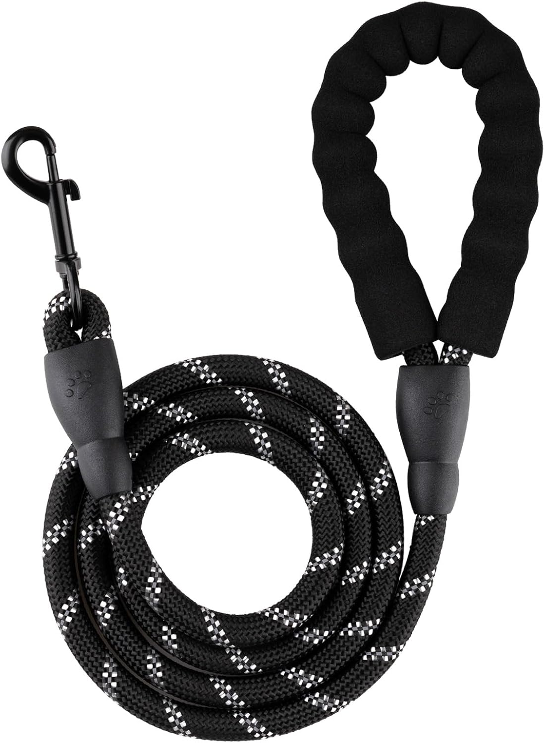5FT Dog Leash with Soft Padded Handle, Pet Highly Reflective Leash for Small Medium Large Sized Dogs, 1/2 Inch, Black