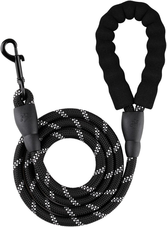 5FT Dog Leash with Soft Padded Handle, Pet Highly Reflective Leash for Small Medium Large Sized Dogs, 1/2 Inch, Black