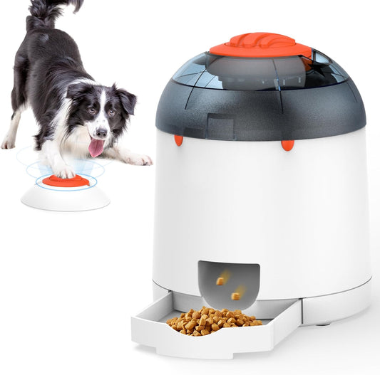 Dog Puzzle Feeder Toy, Interactive IQ Training, Electronic Treat Dispenser, Automatic Rechargeable with Remote for Food Dispensing, All Breeds, 280ml Capacity
