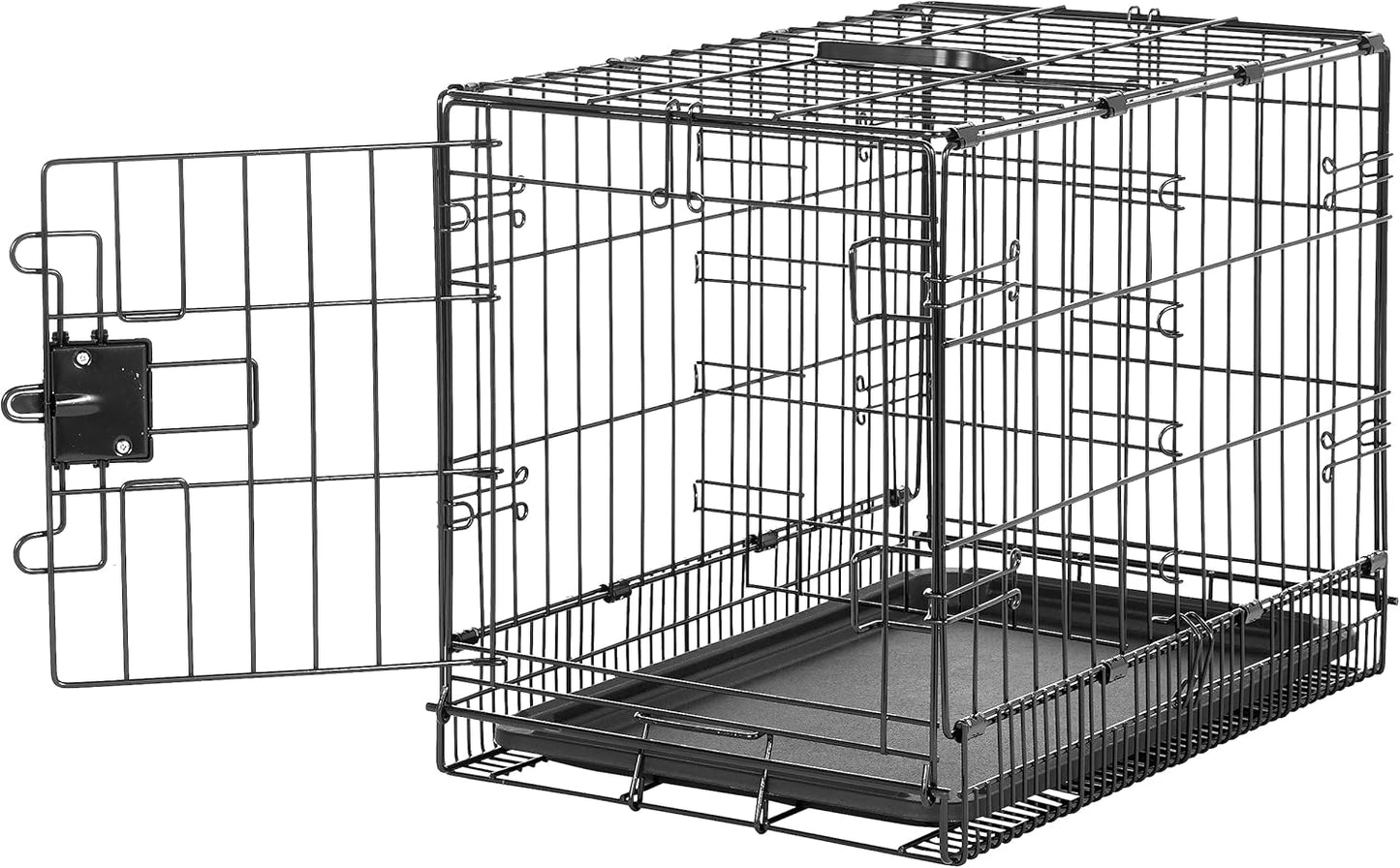 Durable, Foldable Metal Wire Pet Crate with Tray, Portable and Sturdy for Travel, Single Door, Divider Panel, Perfect Size for Small Dogs, 22 x 13 x 16 in, Black