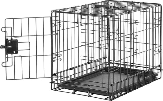 Durable, Foldable Metal Wire Pet Crate with Tray, Portable and Sturdy for Travel, Single Door, Divider Panel, Perfect Size for Small Dogs, 22 x 13 x 16 in, Black