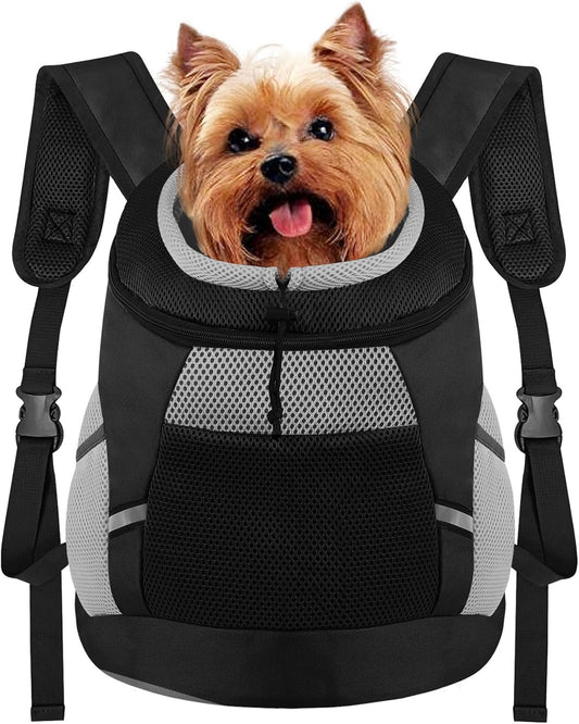 Dog Backpack Carrier, Front Chest Carrier for Small Dogs, Pet Carrying Bag for Travel Hiking Cycling Outdoor Black M(Suggested Pet Height 11-14 in, 7-13 lbs)