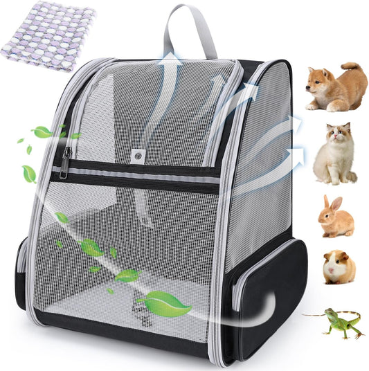 Cat Backpack Carrier, Ideal for Small Animals & Puppies, Outdoor Adventures, Vet Transport. Fully Ventilated Design for Ultimate Comfort On-The-Go