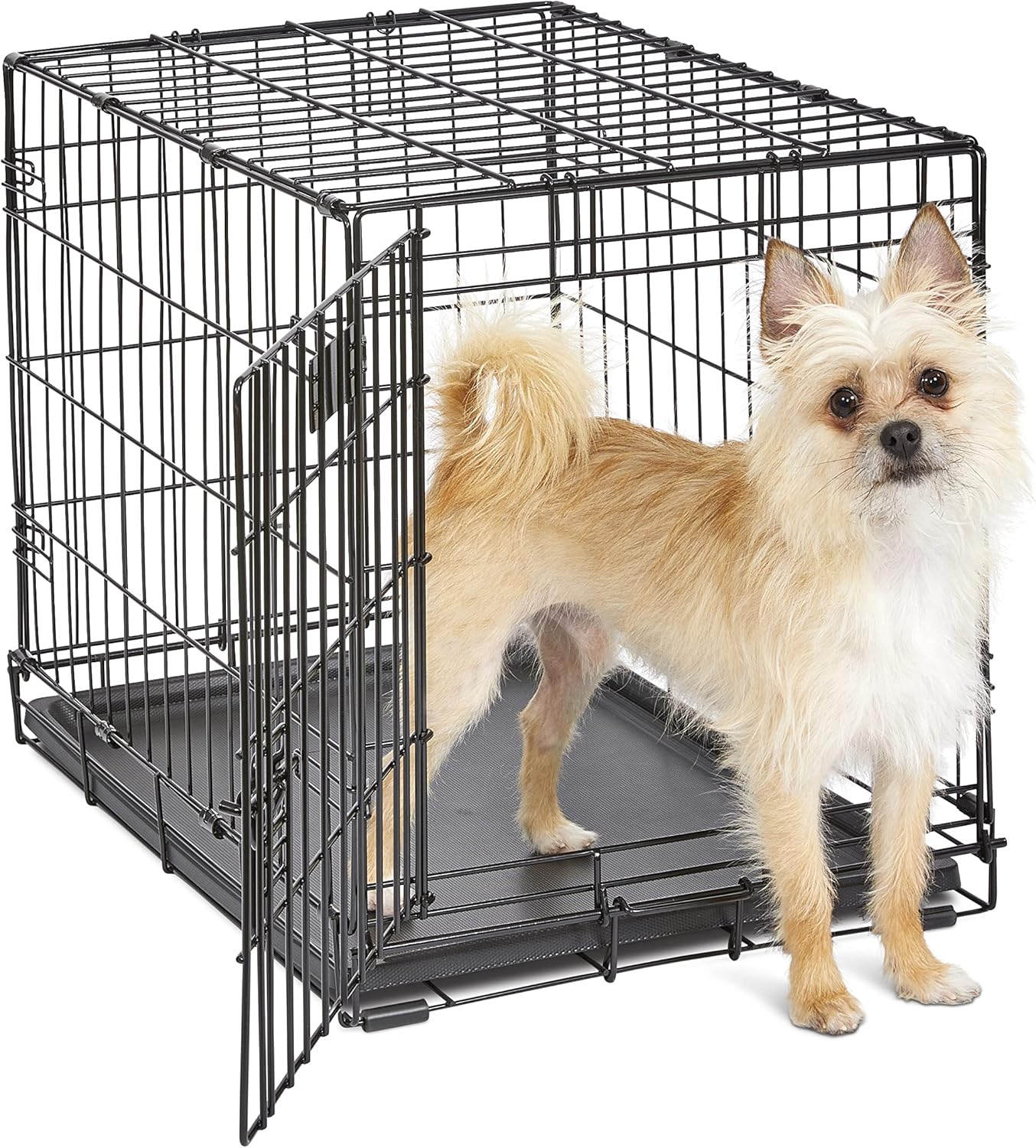 24-Inch  Folding Dog Crate with Divider Panel, Leak-Proof Tray & Secure Latches – Metal Wire Kennel for Small Breeds – Portable, Durable & Easy to Assemble